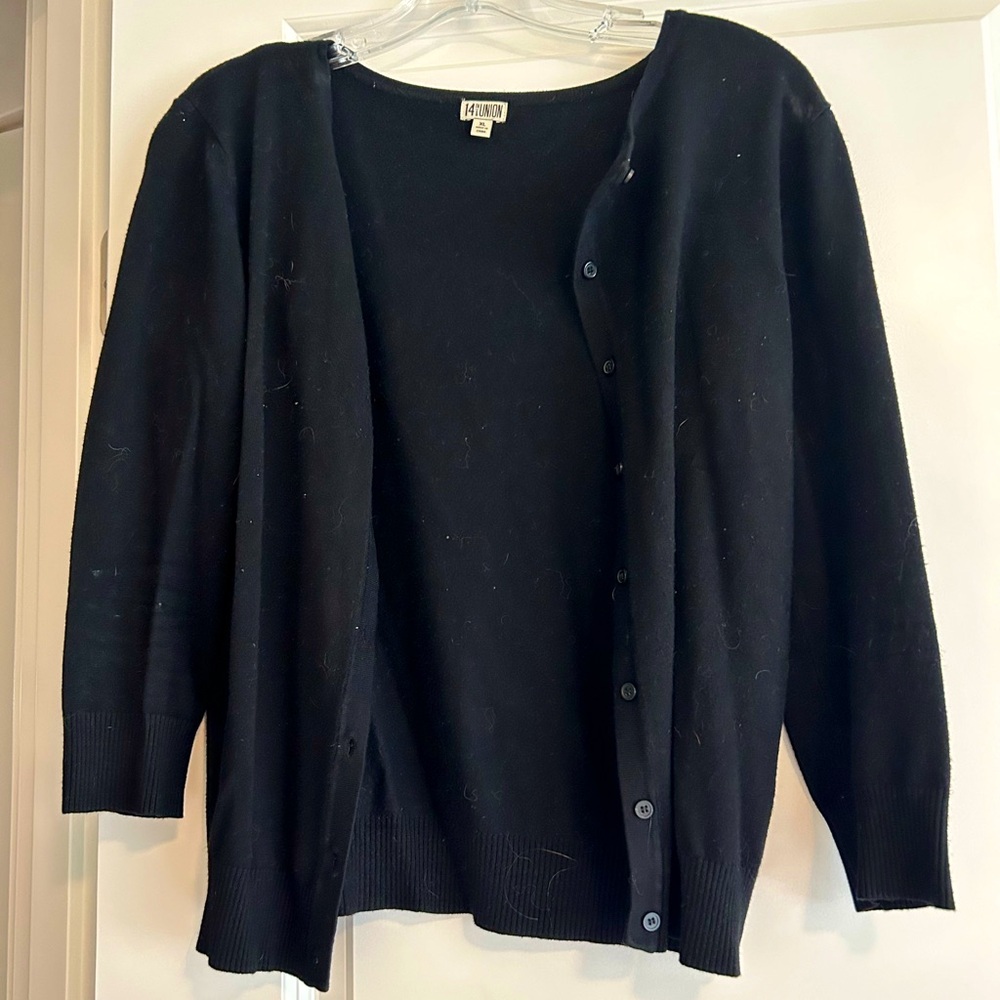 3/4 sleeve black cardigan sweater